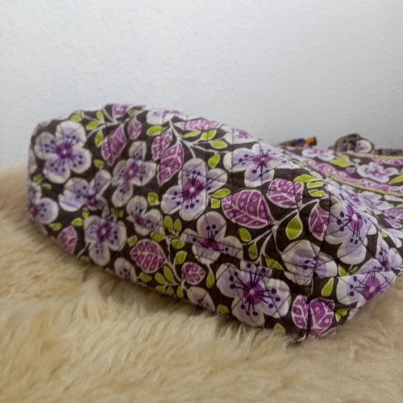 VERA BRADLEY Plum Petals Shoulder Bag TOTE Retired Pattern Purple Green Large - Picture 5 of 6